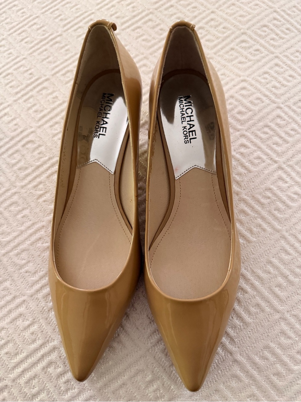 Michael Kors Tan Patent Pointed Toe Heels